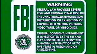 Green Fbi Warnings 1991 And D Walt Disney Home Video Logo Blue Background