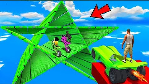 SHINCHAN AND FRANKLIN WENT INTO MULTI LEVEL TRIANGULAR SPEED BOOSTER ROAD PARKOUR CHALLENGE GTA 5