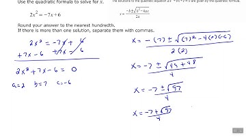 Applying the quadratic formula: Decimal answers