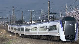 E353系 モトS108編成 特急あずさ8号 東京行 下諏訪～岡谷通過【4K HDR】
