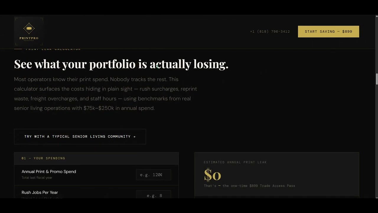 Print Leak Calculator walkthrough