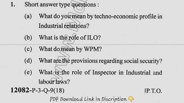 MBA 4th Sem Industrial Relations & Labour Legislation Question Paper
