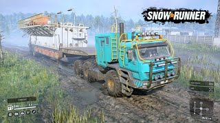 SnowRunner - AZOV 4220 ANTARCTIC Truck Transporting A Havy OiL Load In Forest Mud Road | #383