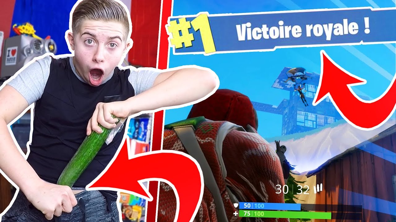 je fais top 1 sur fortnite avec un concombre dans le calecon michou - youtube michou fortnite