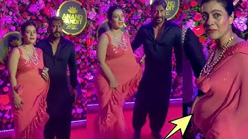 3rd Time Pregnant Kajol Flaunting her Baby Bump with husband Ajay Devgan at Diwali Party