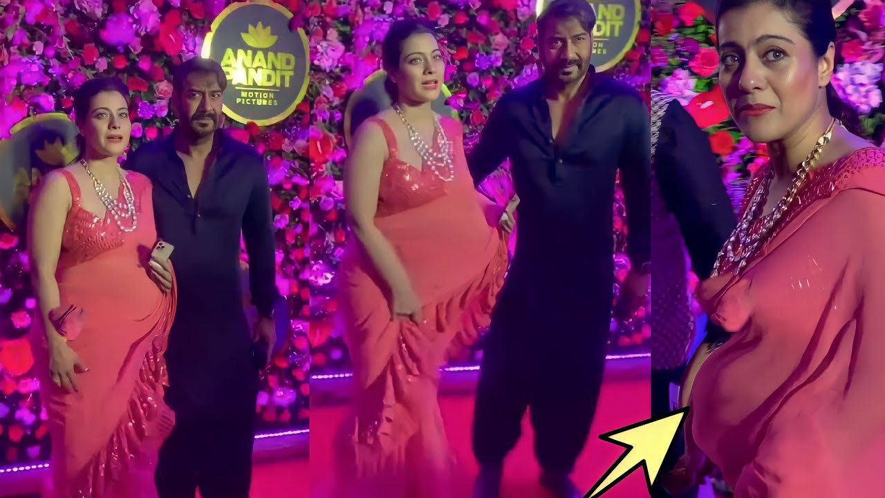 3rd Time Pregnant Kajol Flaunting her Baby Bump with husband Ajay Devgan at Diwali Party