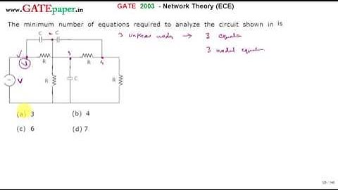 GATE 2003 ECE Minimum number of equations required to analyze given circuit