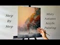 How to PAINT Misty Autumn Landscape | ACRYLIC PAINTING