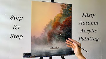 How to PAINT Misty Autumn Landscape | ACRYLIC PAINTING