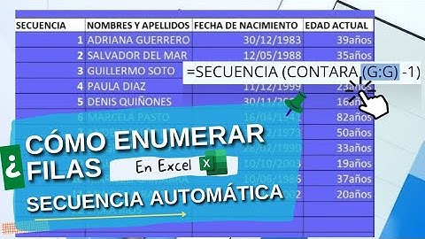 COMO ENUMERAR FILAS EN EXCEL. SECUENCIA AUTOMATICA.