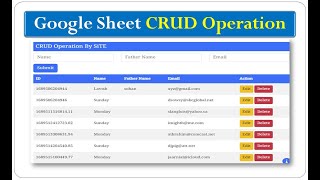 How to google sheet data update and delete by web app script