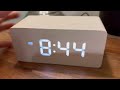 Andoolex Wooden Digital Alarm Clock with Wireless Charging, 0 100% Adjustable Brightness Dimmer and