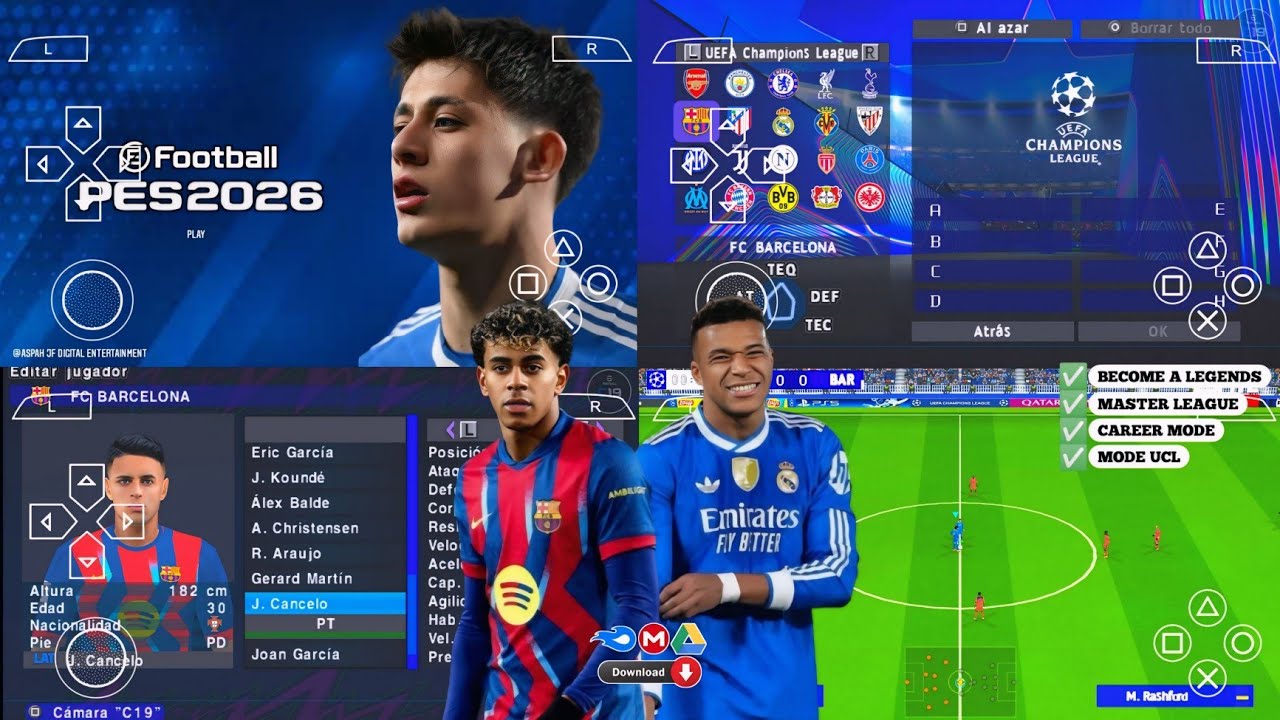 eFootball PES 2026 PPSSPP Android Offline Full Update UCL & League Kits 25/26 Season 4k Graphics