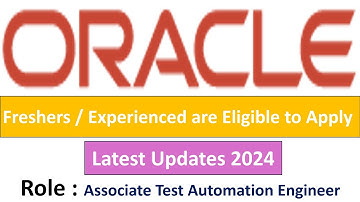 Oracle Hiring Associate Test Automation Engineer - Freshers / Experienced are Eligible to Apply