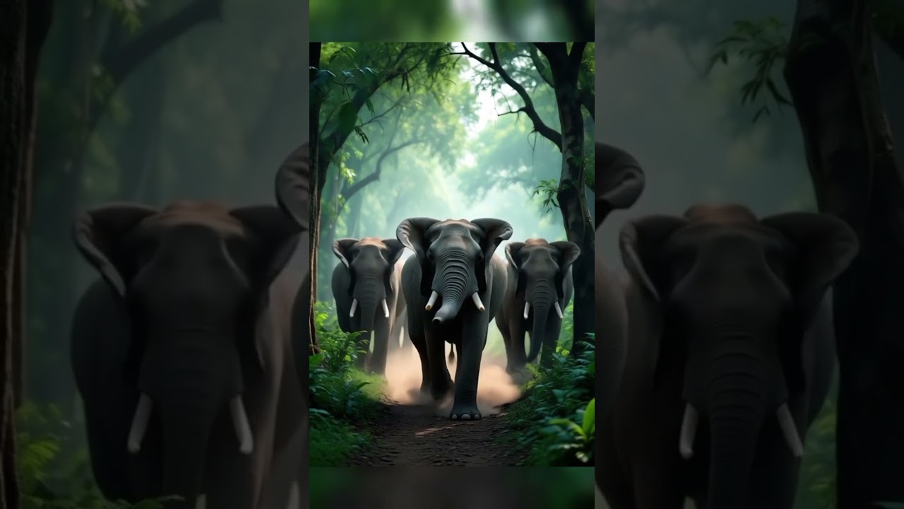 The Group of Elephants in forest 