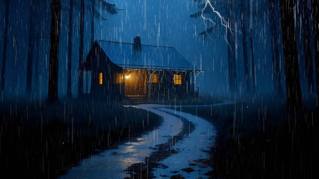 Soft Night Rain in the Forest ⛈️ |  Cozy Cabin Rain Sounds for Deep Sleep