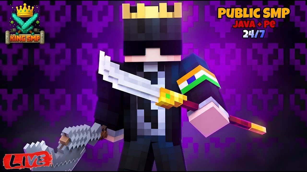 Minecraft SMP LIVE || PUBLIC SMP 24/7 JAVA + BEDROCK || PLAYING IN KING SMP SEASON - 2