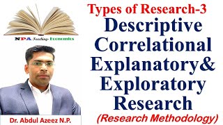 Descriptive, Correlational, Explanatory and Exploratory Research/ Types of Research-3/ NPA Teaching