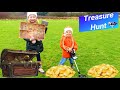 Hidden pirate gold treasure  metal detecting  mystery box  adriana  markus adventure