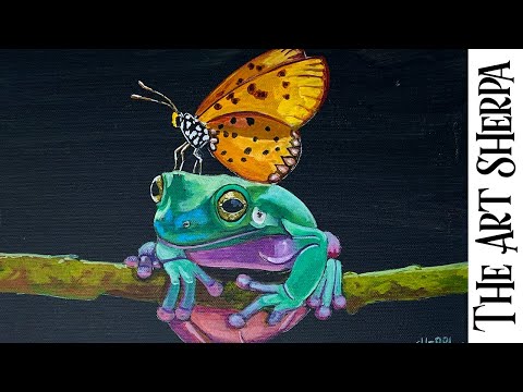 Patron Frog and Friend Part 2 How to paint acrylics for beginners: Paint Night at Home