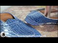 See the process of Upper Making, Blue Crocodile Print Loafer Shoes