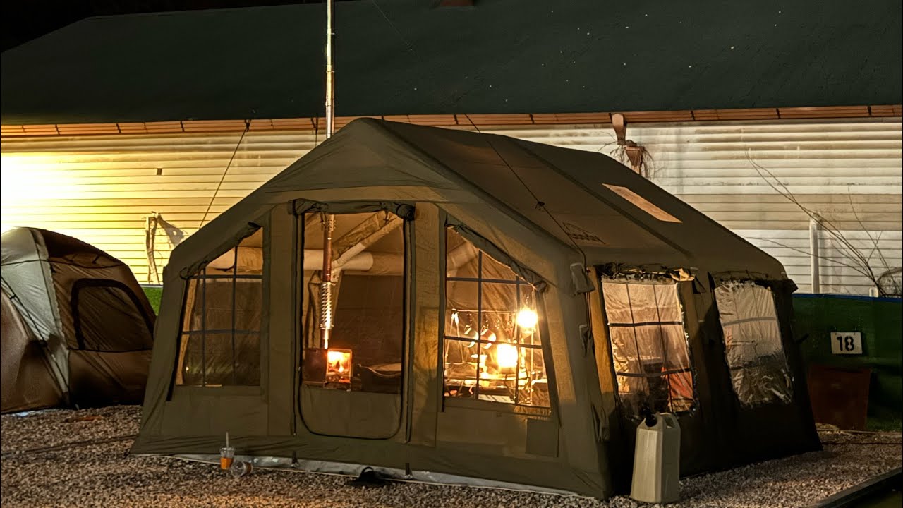 일영모자농원 캠핑장에서 쿠디 에어텐트 13.6 피칭(camping vlog)반려견 곡물이와 니니부부의 첫 캠핑 일지