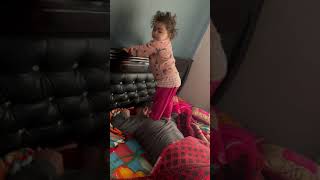 Cute Little Daughter Giving Massage To Father