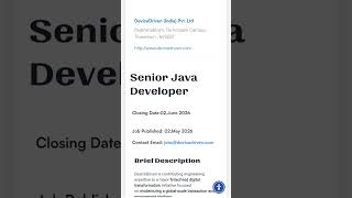 SENIOR JAVA DEVELOPER @urgent_job_vacancy @WeAreHIRINGG #immediatejoiners #recruitmentexper