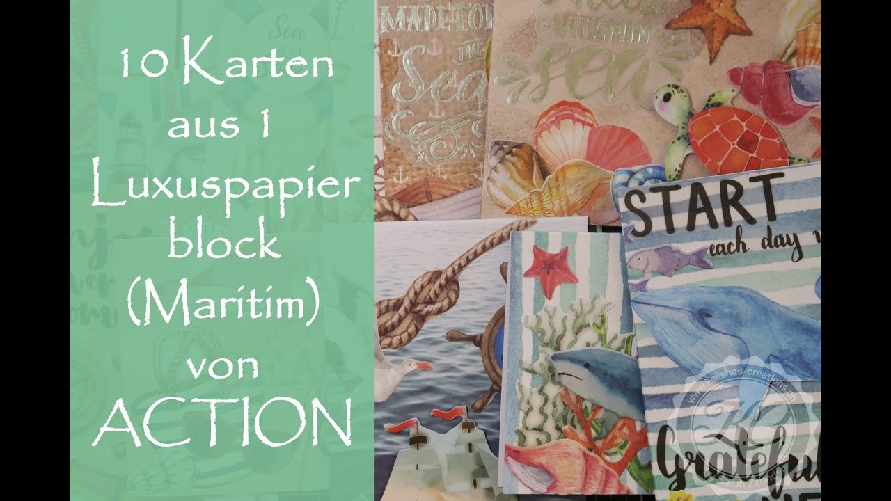 10 Karten aus 1 Luxuspapierblock (maritim) von Action