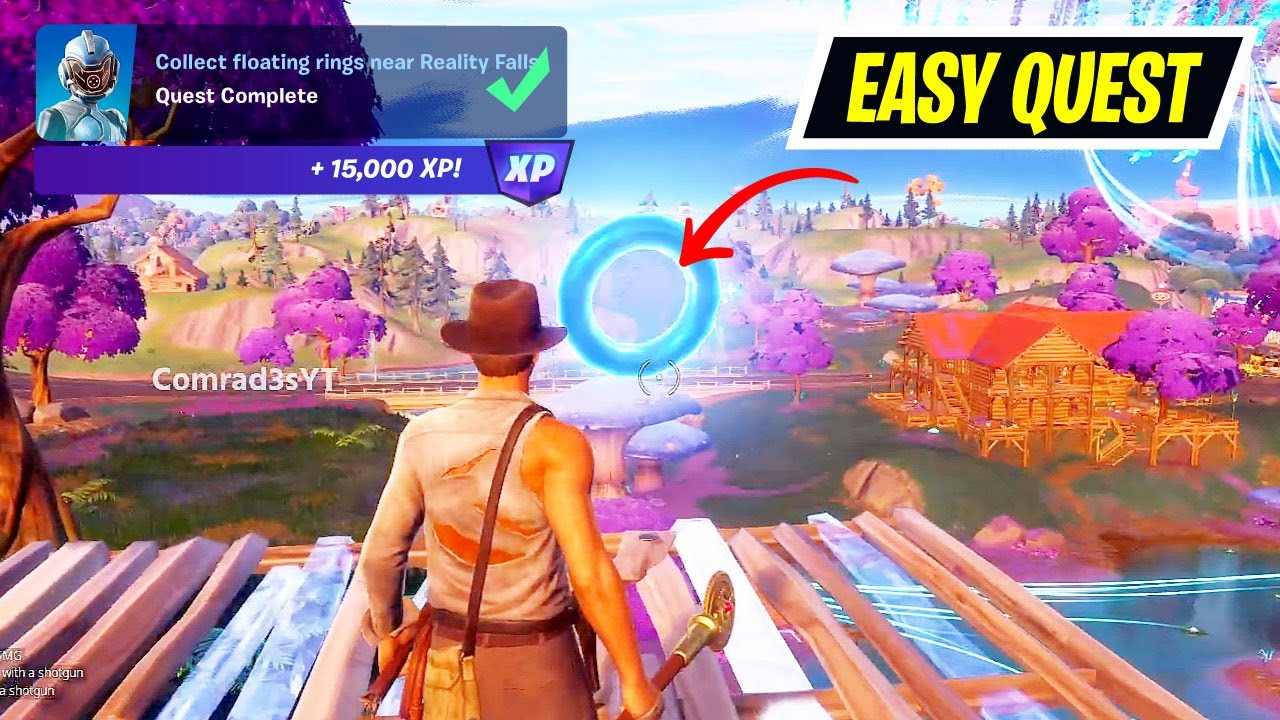 Collect floating rings near Reality Falls Fortnite YouTube