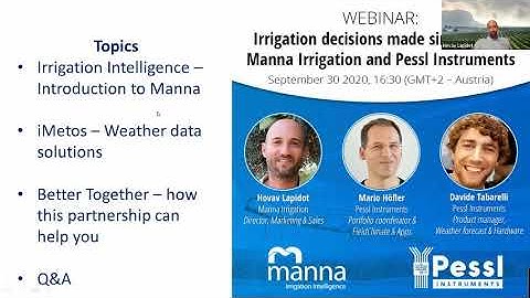 Irrigation Decisions Made Simple With Manna Irrigation and Pessl Instruments