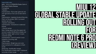 Miui 12 Global Stable Update Rolling out for Redmi Note 6 Pro (Review) (Must Watch)🔥🔥🔥 Miui 12 Global Stable Update Rolling out for Redmi Note 6 Pro (Review) (Must Watch)🔥🔥🔥
