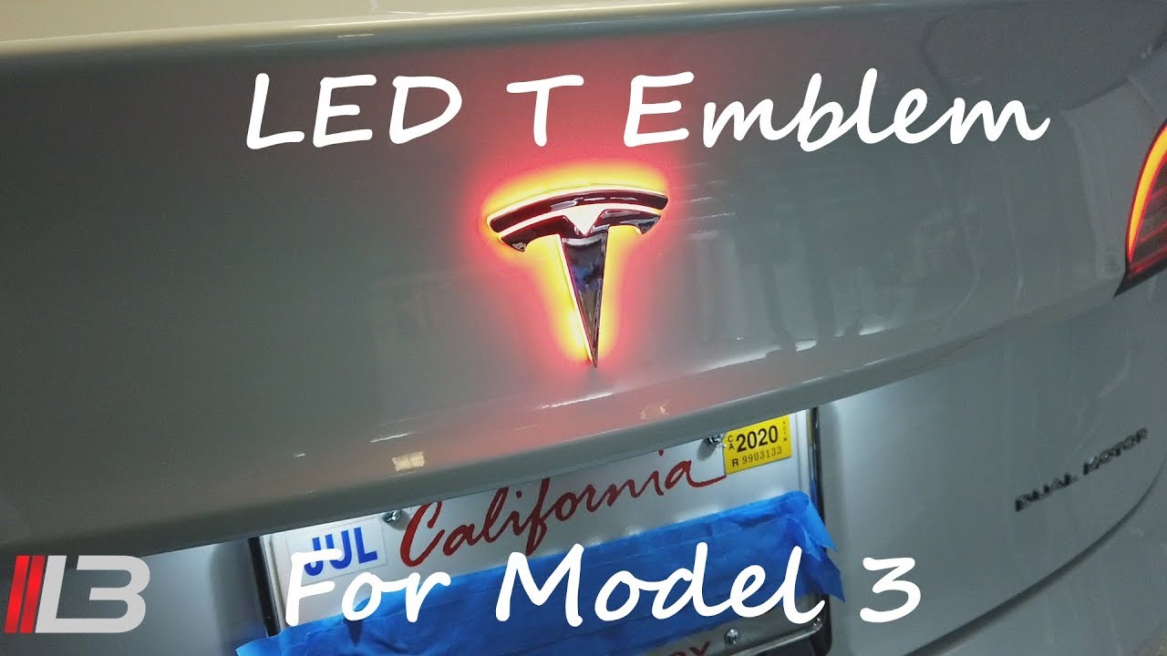 Tesla Model 3 LED T Emblem Lighted T Trunk Unboxing Install
