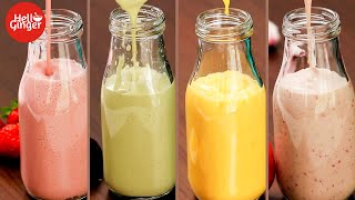 4 Best Yogurt Smoothie Recipes | Healthy and Nutritious Lassi | Strawberry, Avocado, Peach and Mango