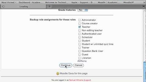 Moodle 1.9.3 - Backing up a course