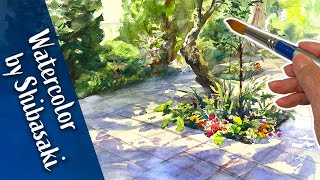 【柴崎春通の水彩画】樹木と木洩れ日の描き方 / お庭で楽しくスケッチ