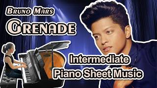 Grenade (Bruno Mars) Intermediate Piano Sheet Music (Arranged by Jennifer Eklund)