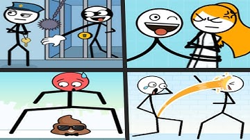 THIEF PUZZLE vs GOMU GOMAN vs MR LONG LEGS vs TOILET TIME - Satisfying STICKMAN Quadruple Games ios