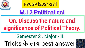 📚 Political Theory | Major 2| VVI qn.  | BA Political Science | Semester 2 | VBU Hazaribagh