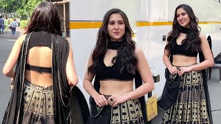 Atrangi Sara Ali Khan Flaunts Her Hot Figure In Black Back Less Lehnga At Kapil Sharma Show