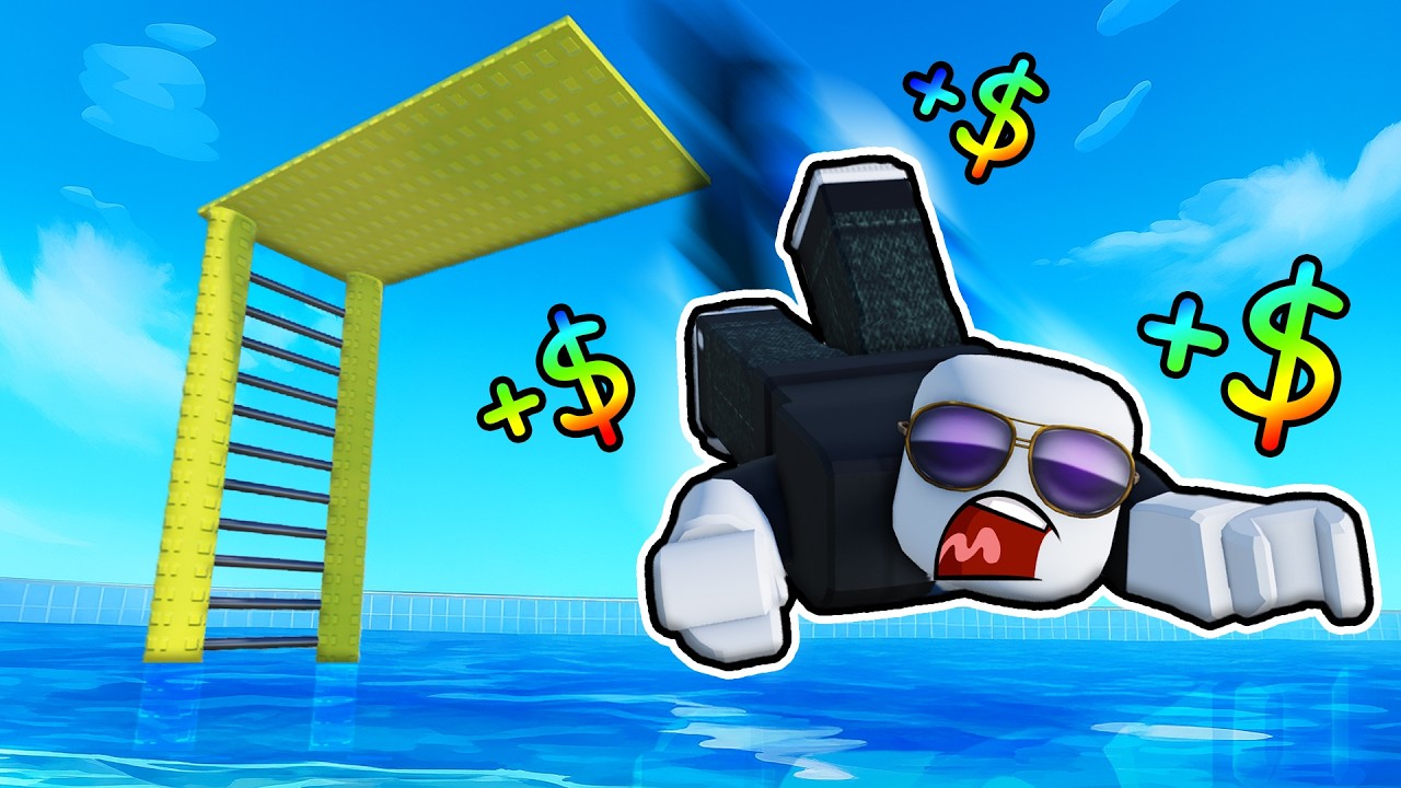 reaching MAX Height in Roblox dive into a pool...
