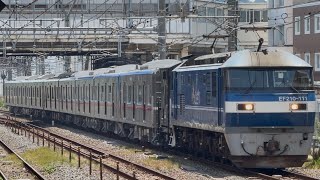 【4K高画質】【3224F+3228F 日本車両出場新造甲種輸送】JR貨物EF210形111号機+ヨ8450+京成3200形2編成8両が大船駅を通過するシーン(9864レ・甲48)2026.7.31