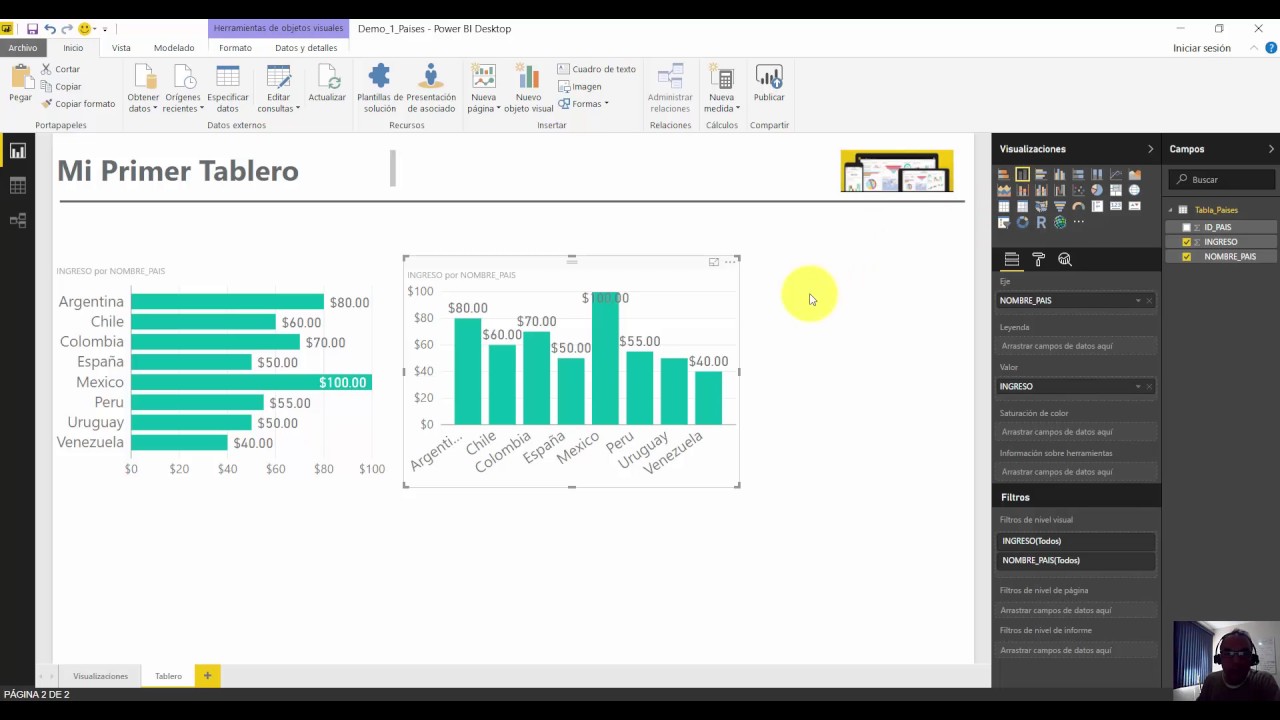 Agrega una grafica de columnas a tu informe en Power BI Desktop - YouTube