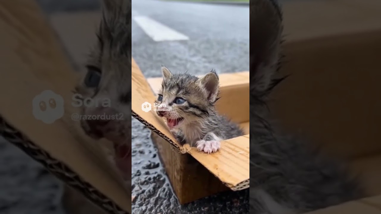 Tiny Street Kitten's Pleading Eyes Stop Crowds in Their Tracks