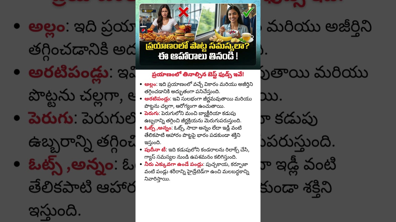Stop Travel Bloating - Best Foods to Eat While Traveling Explained in Telugu 