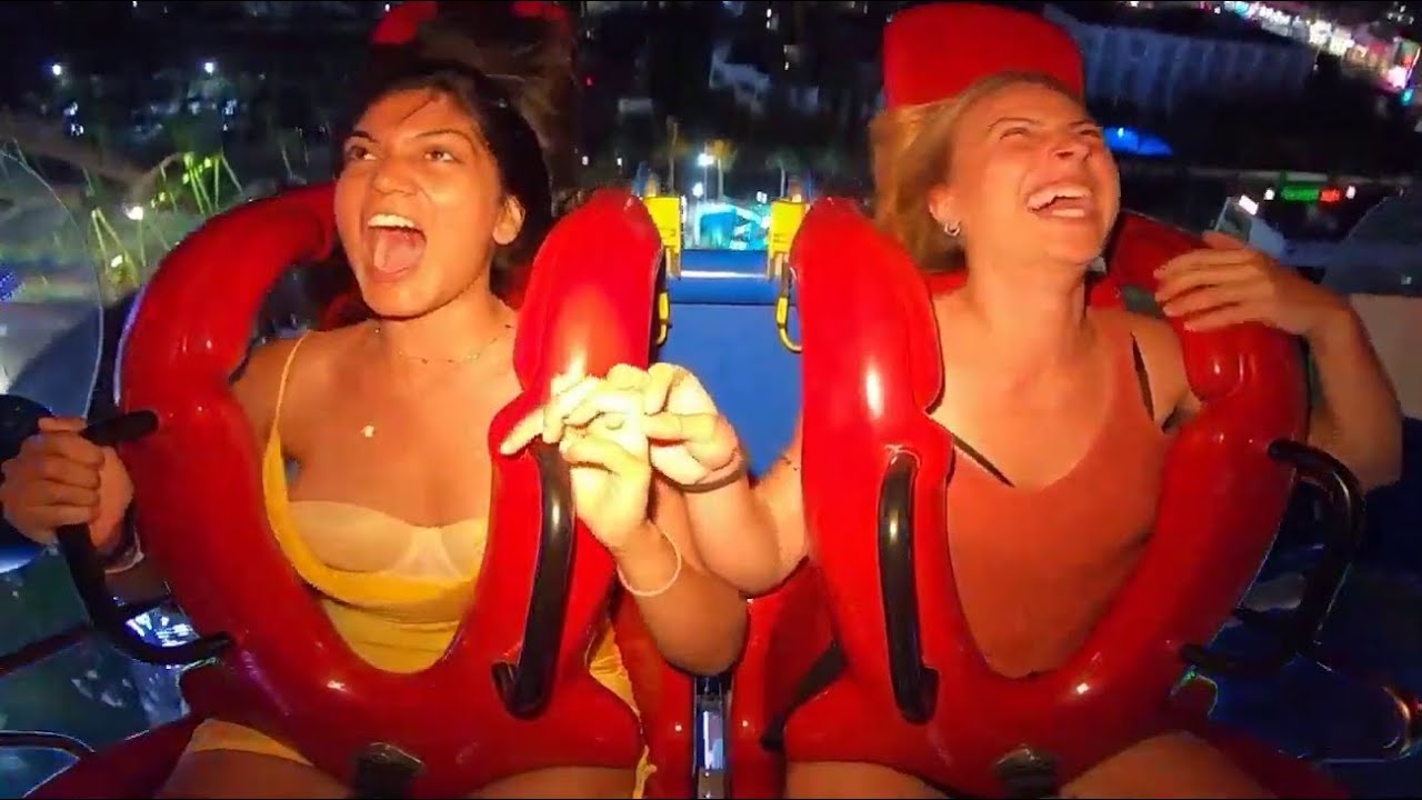 Scary Slingshot ride Embarrassing moments.nip slip - YouTube