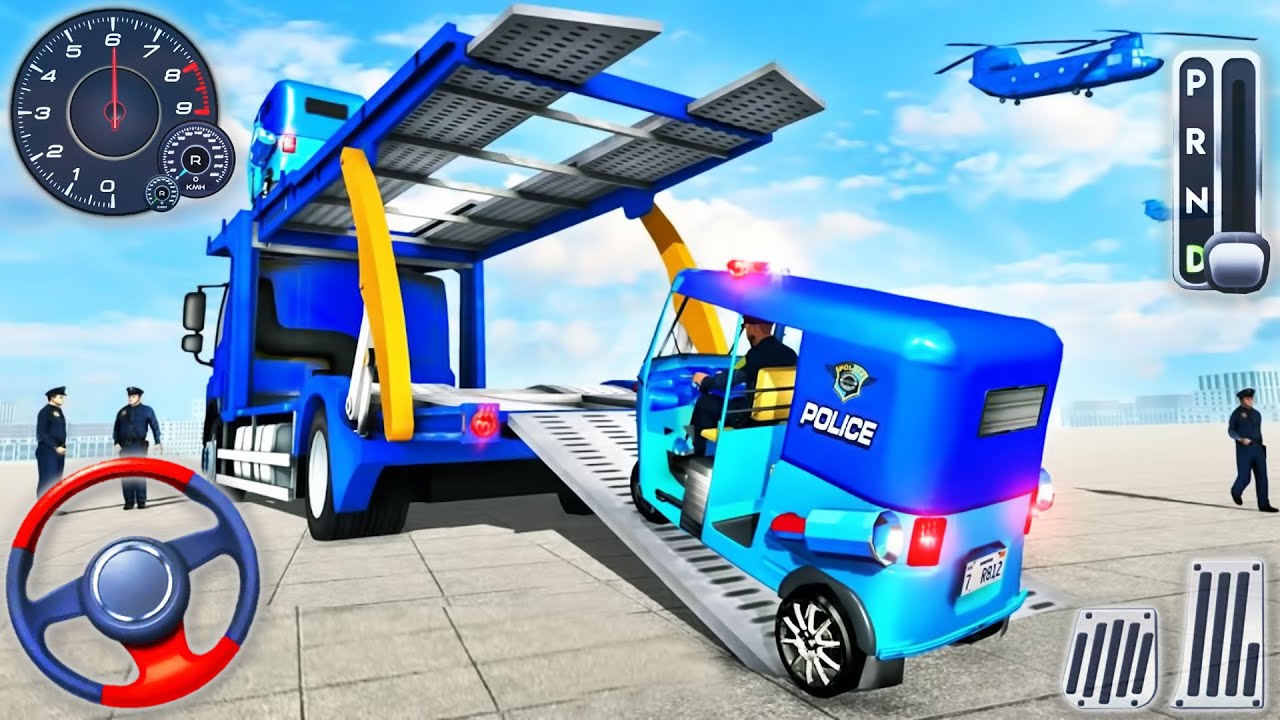 Police Tuk Tuk Transporter Driving 3D - City Rickshaw Gangster Chase Simulator - Android GamePlay