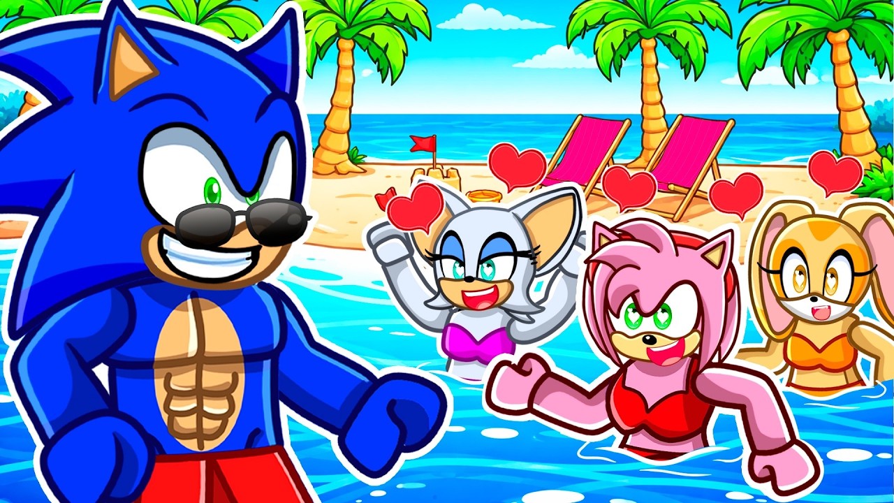 Sonic es POPULAR en Una Playa de SOLO CHICAS!