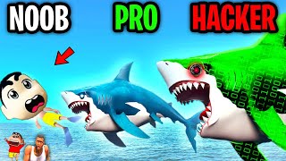 NOOB vs PRO vs HACKER In HUNGRY SHARK WORLD WITH SHINCHAN AND CHOP AMAAN-T screenshot 4