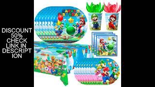 161pcs Super Mario Party Decorations Tableware Set-Mario Party Plates Cups Napkins Table Cloth etc S